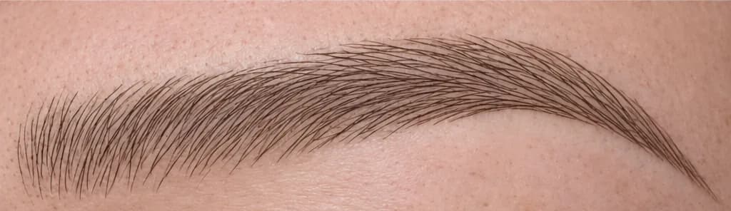 Illustration of nano hair strokes: dense, ultra-fine individual strokes across the whole brow