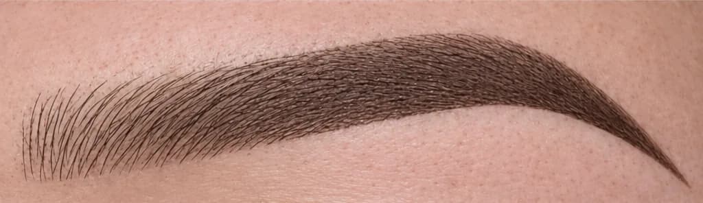 Illustration of special ombré powder brows: velvet shading through the body and tail with delicate strokes at the front