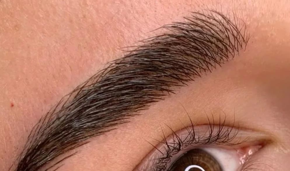 Healed microbladed brow with a full body and a cleanly tapered tail