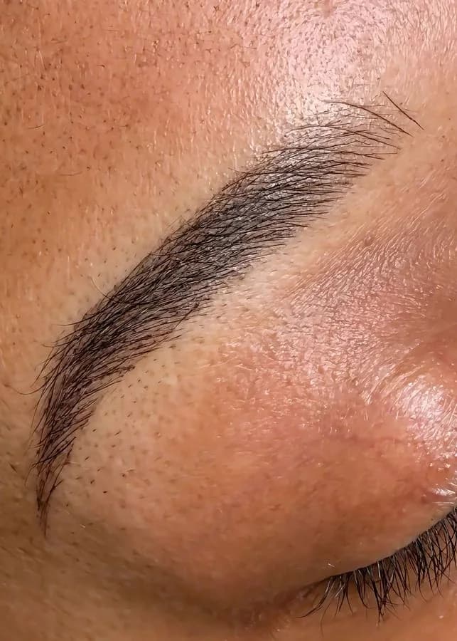Nano combo brows: fine nano strokes at the front blending into ombré shading, Marietta GA