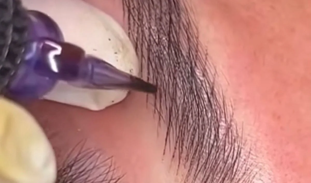 Nano needle implanting an individual hair stroke, no manual blade