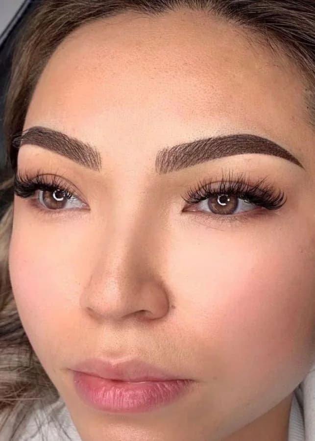 Special Ombré Powder Brows: fine hair strokes at the front blended into velvet shading, Marietta GA