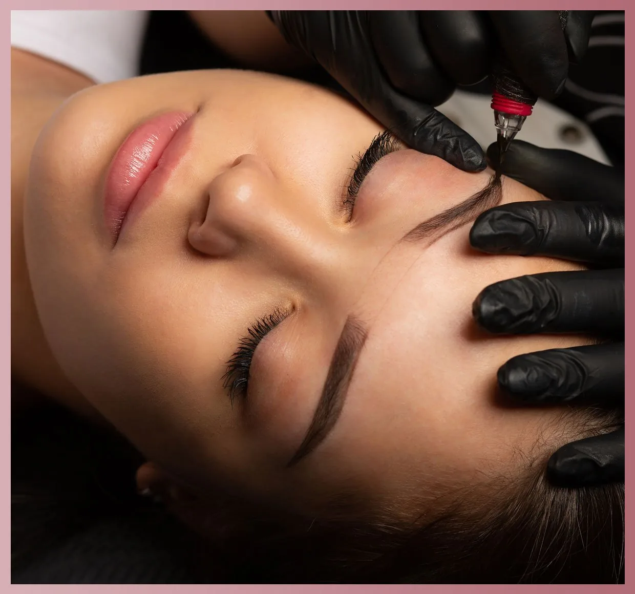 Nano combo brows: fine nano strokes at the front blending into ombré shading, Marietta GA